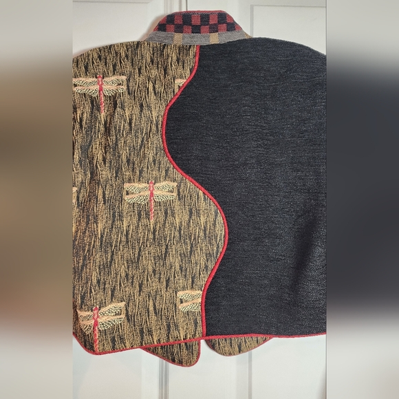 Vintage Women Treadle Patchwork Button Up Jacket Dragonfly Tapestry Sz M - Picture 7 of 8